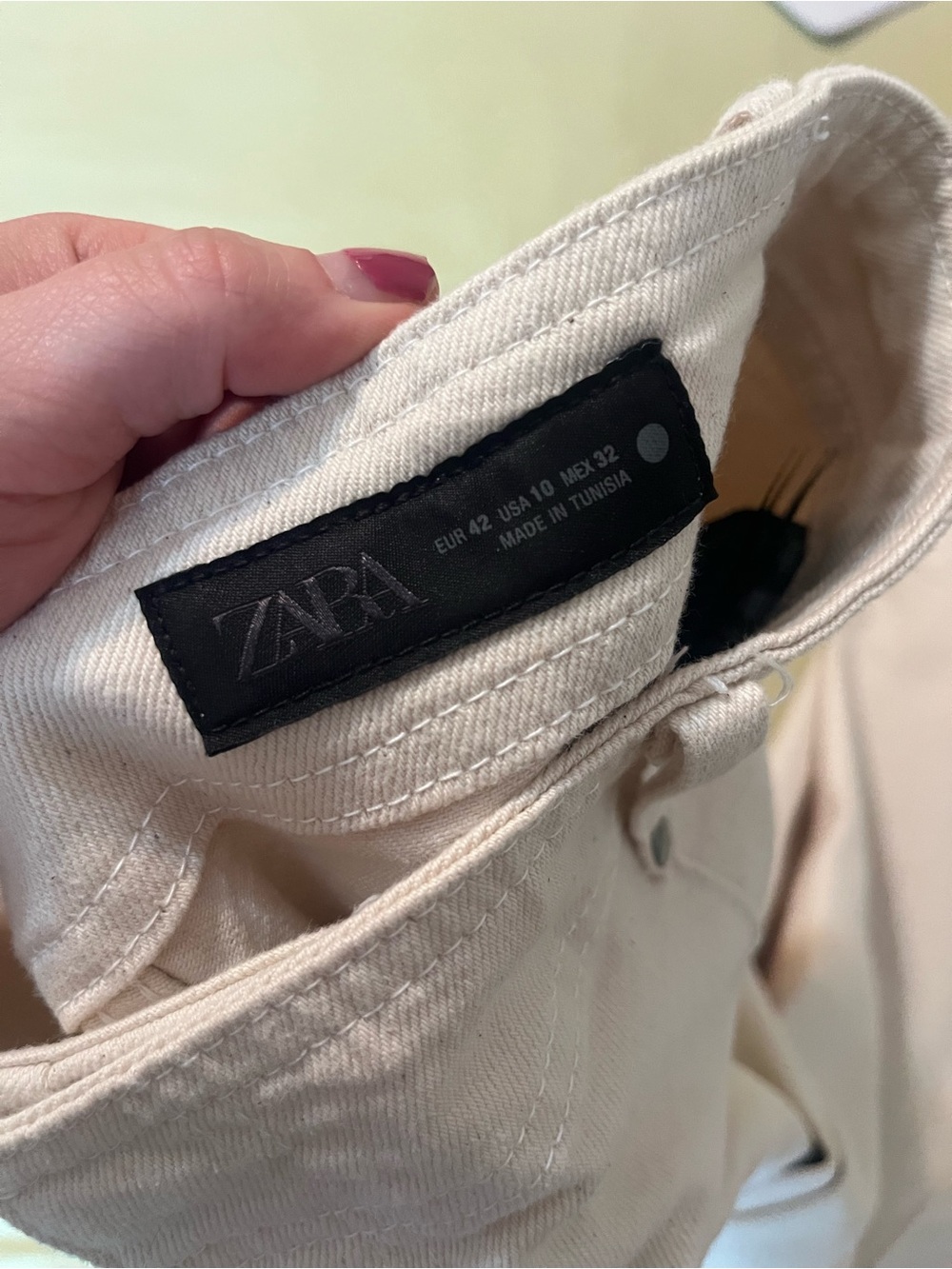 Zara Cream Tailored High-Waist Wide Leg Jeans - Picture 3 of 4